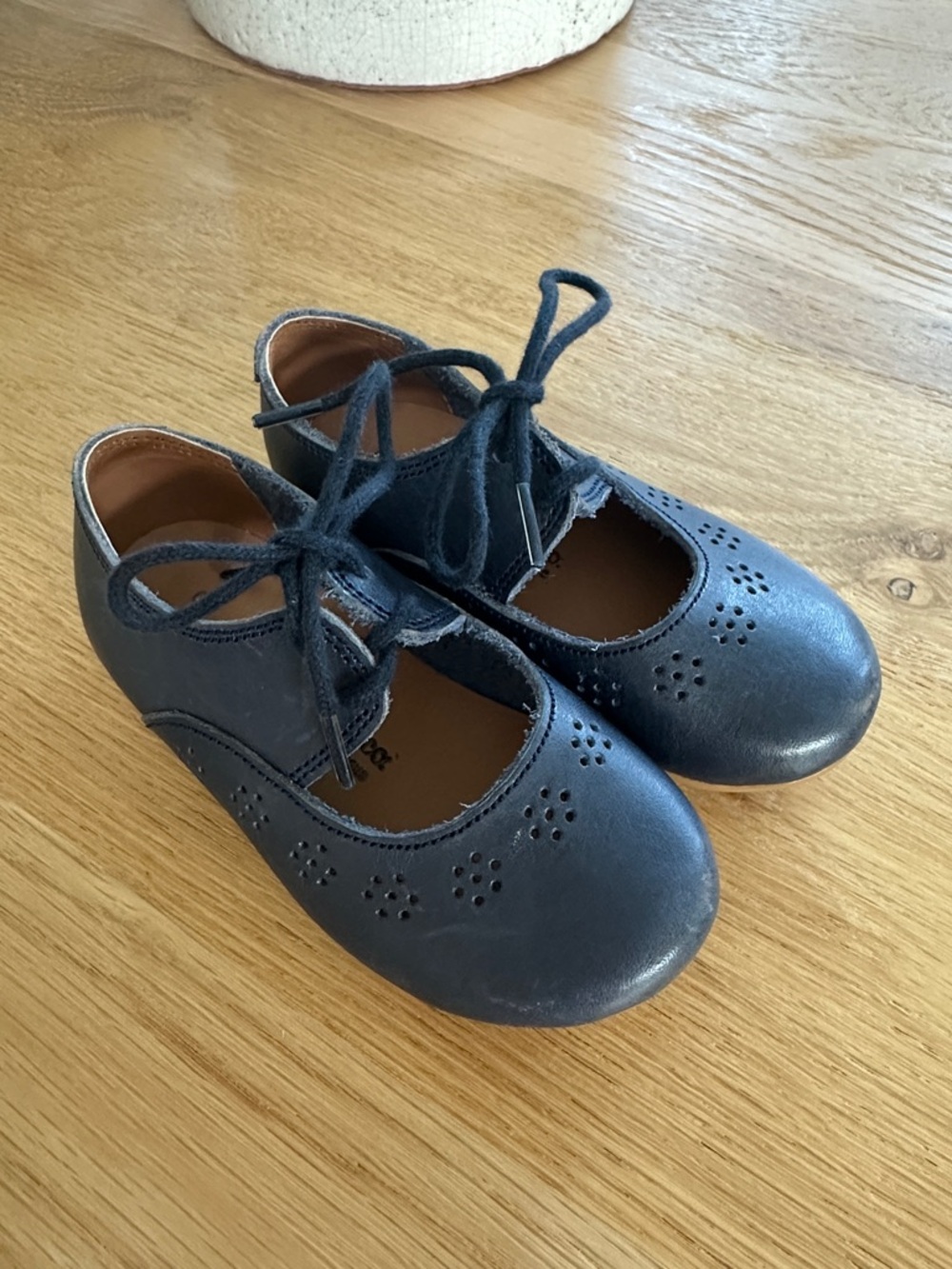 Navy Kids Mary Jane Lace-Up Dress Shoes